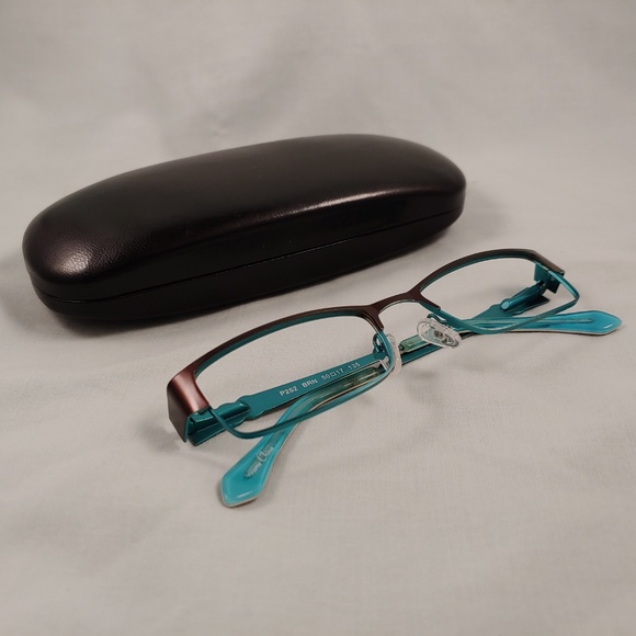 PHOEBE COUTURE Rx Eyeglass Frames Brown Metal Rims - Picture 8 of 8